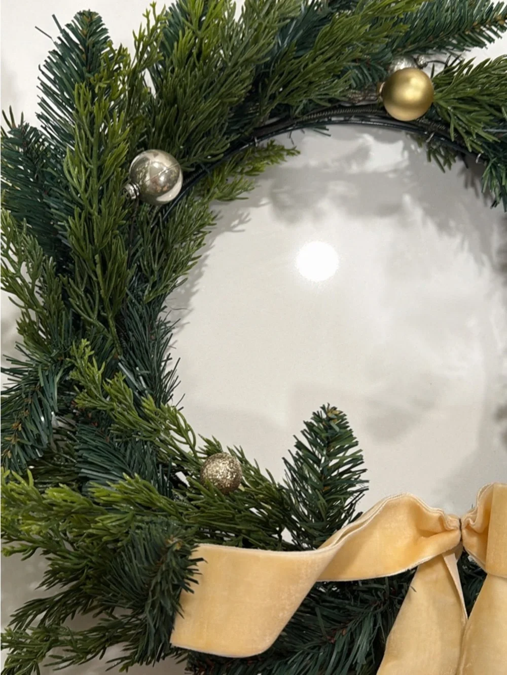 Classic Green Holiday Wreath with Gold Ribbon